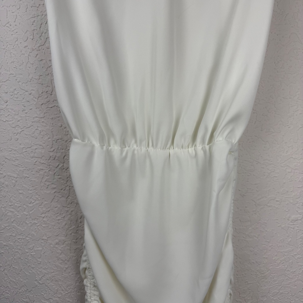 *Amanda Uprichard Womens White Ruched Aisling Sleeveless Midi Dress Size S - Picture 9 of 11